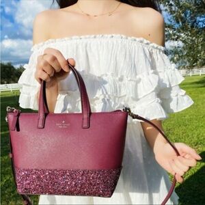 Kate Spade Purple Glitter Tote Bag